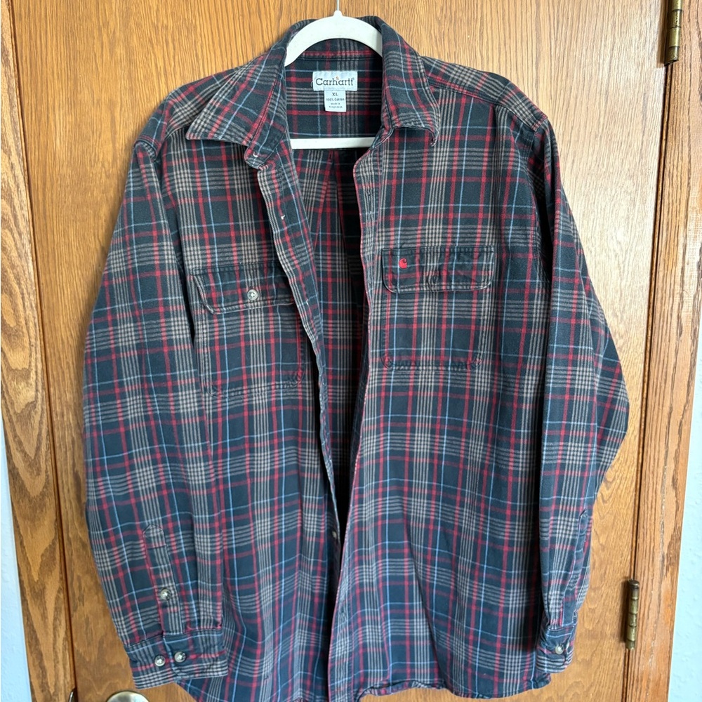 Carhartt Red & Black Plaid Lightweight Shirt Jacket